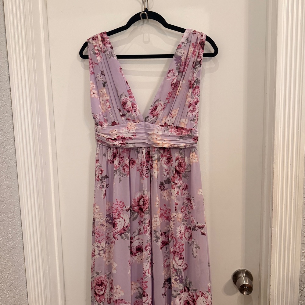 Lulus Heavenly Hues Lavender Floral Print Maxi Dress Small Romantic Cottagecore - Picture 3 of 8